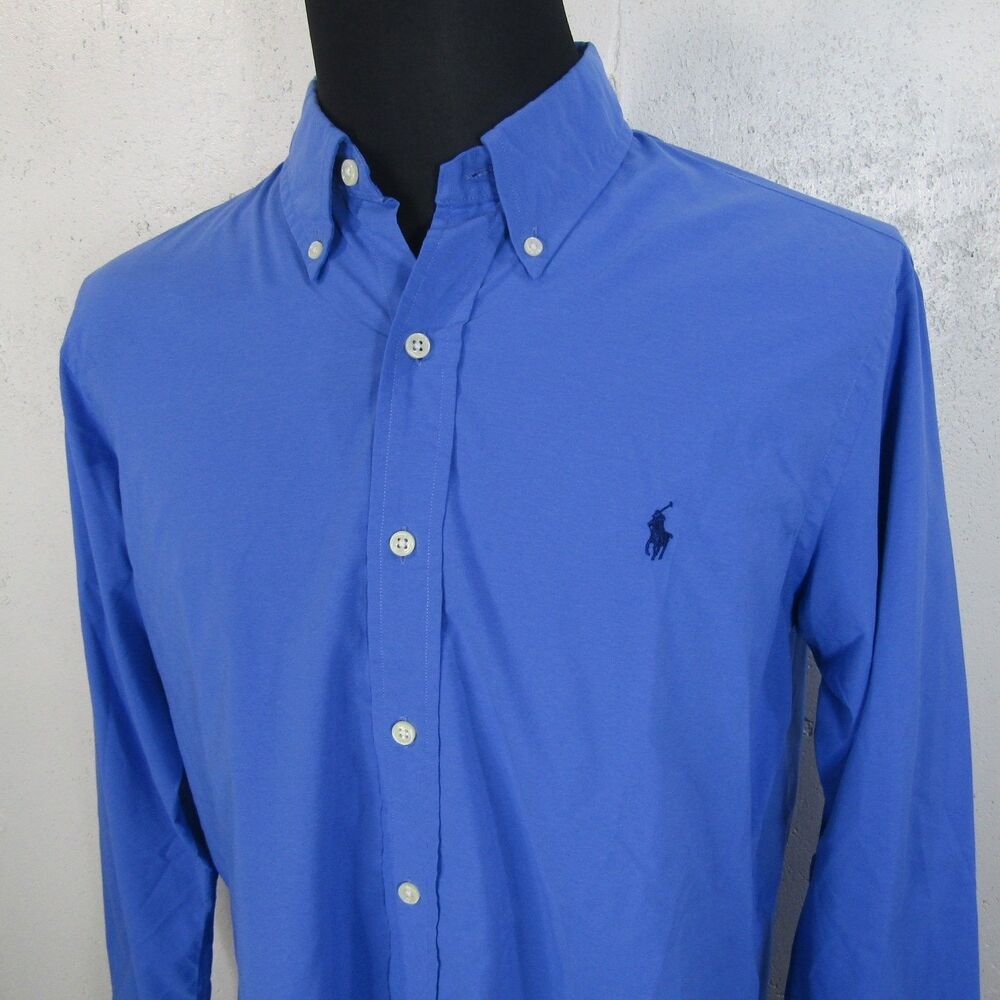Ralph Lauren Performance Men's Blue Long Sleeve Button-Down Casual Shirt Size L